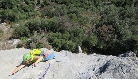 Birgit Auer im anhaltend schwierigen Mittelteil der Lotta con l'Alpe