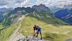 Vor der letzten steilen Stufe des Kaiserjäger Klettersteiges