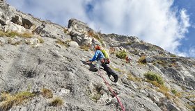 Die ersten Meter in der Der Flotte Dreier an der Martinswand