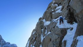 Bei der Erstbegehung von "Hydrocephalus", Wasserkopf Nordwand, Riesenfernergruppe