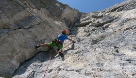 Die steile Verschneidung in der 5ten Seillänge.