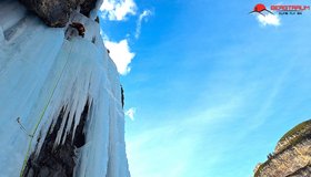 in der zweiten Seillänge der cascata di Irene