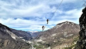 Auf der Scala Grazia - 75 m lange Leiter im oberen Wandteil.