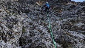 Jakob Steinkasserer in der Route Waterloo; Foto Hannes Trenker