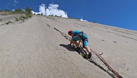 Die erste Seillänge der Pritt.