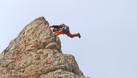 Kurz vor dem Ende der Route - direkt an der Pfeilerkante.