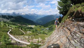 Auf der Platte nach der Leiter - Michl Klettersteiges am Speikboden