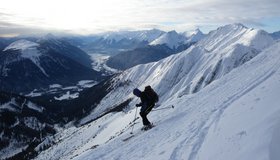 Beginn der Abfahrt in der Südrinne