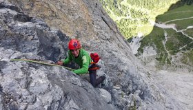 Francesca Von Felten in der 18. Seillänge (c) Ivo Rabanser