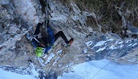 Finn am Ende der 2. SL (M6+). Foto Fritz Miller