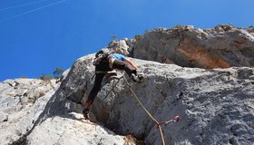 Die Schlüsselstelle der Via Stela am Rabensteinhorn; Foto: Archiv Max Altmannshofer