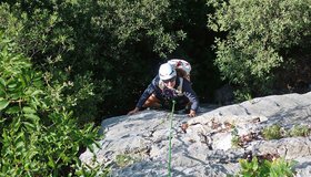 Zweite Seillänge der TG-Route im Val di Ledro