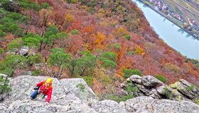 Donaublick in der 11. Seillänge
