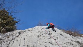 Die letzte Seillänge der Il Disertore an der Cima Nodice.