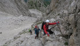 Eine der leichten Seilpassagen im Mittelteil
