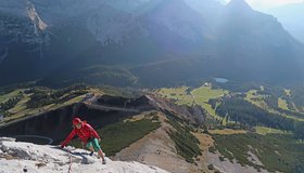 Perfekte Stimmung in der letzten, leichten Seillänge.