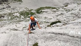 Kurz vor dem Stand in der 6. Seillänge
