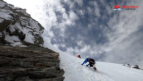 der kurze, steile Aufstieg über die NO- Flanke