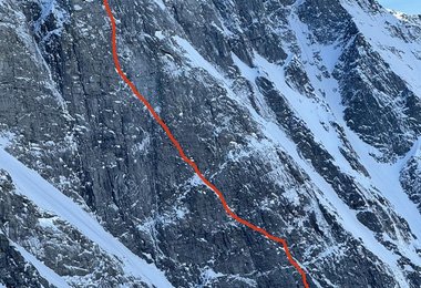 Die Route Schiefer Riss an der Sagwandspitze