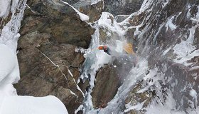 Spindrift im unteren Teil der Lifeline - Madrisa Nordwand