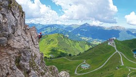 Die Kante vor der Burmabridge - Kanzelwand Erlebnisklettersteig