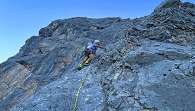 Im unteren Teil der Route Zwischen den Toren - Schneefernerkopf - Westkante