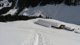 Die äußere Mareitalm beim Aufstieg